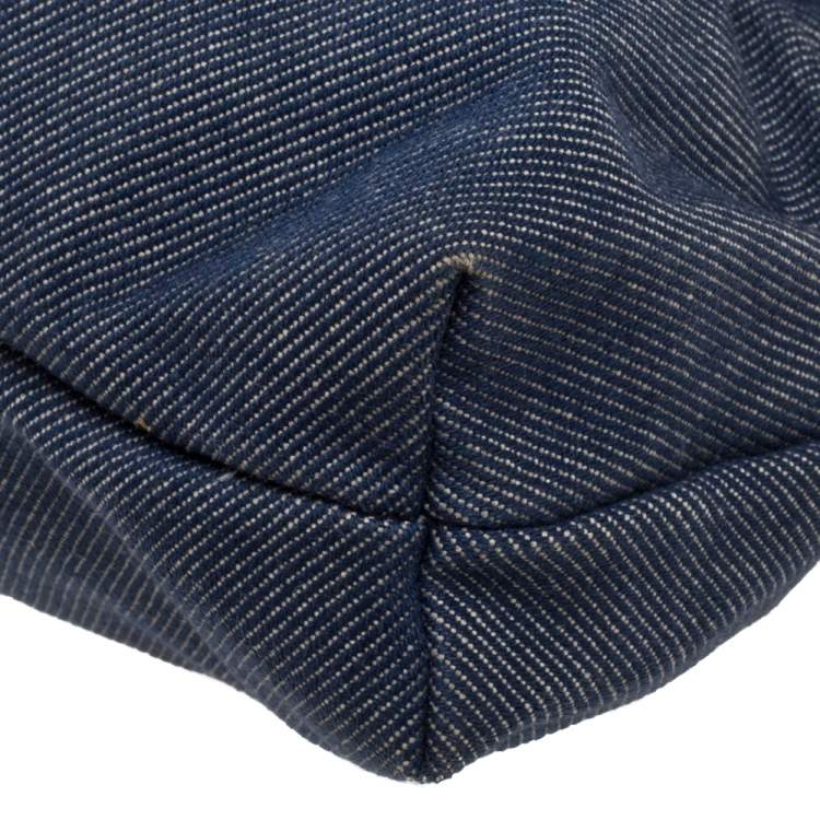 Pre Owned Fendi Blue Denim Chef Shoulder Bag