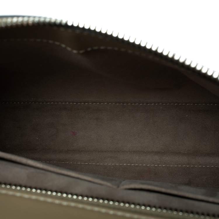 Pre Owned Fendi Khaki Green Leather Dotcom Top Handle Bag