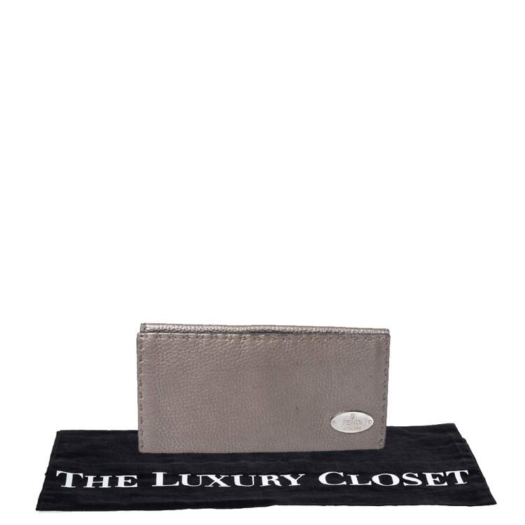 Pre Owned Fendi Metallic Selleria Leather Continental Wallet