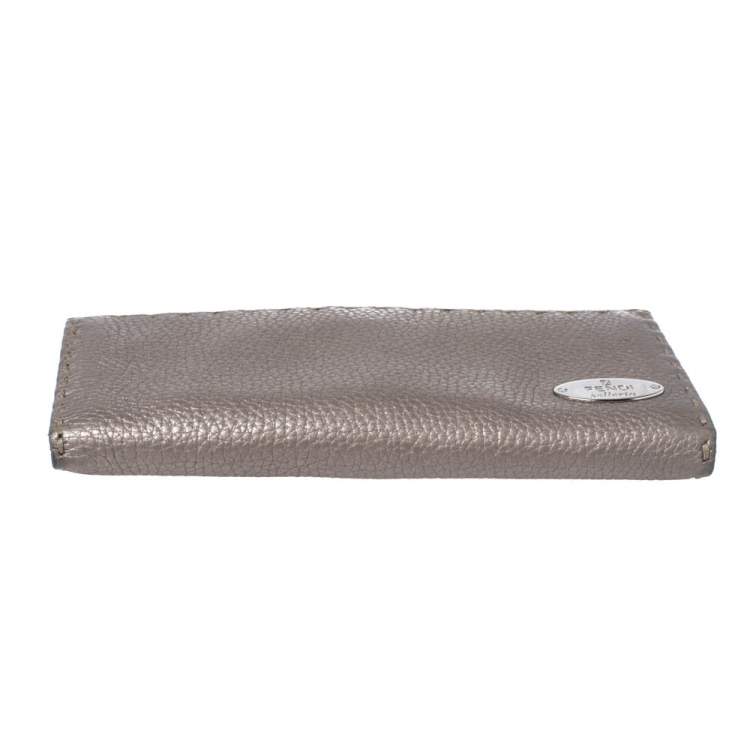 Pre Owned Fendi Metallic Selleria Leather Continental Wallet