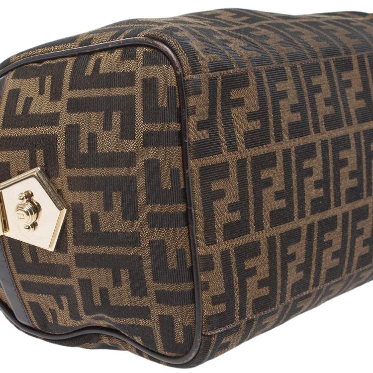 مملوكة مسبقًا Fendi Tobacco Zucca Coated Canvas Small Boston Bag