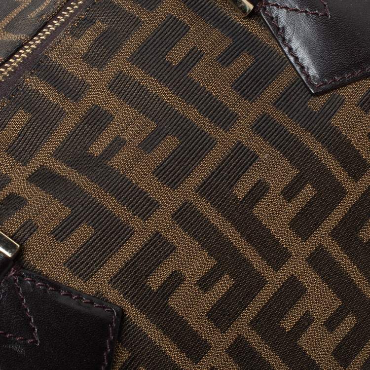 مملوكة مسبقًا Fendi Tobacco Zucca Coated Canvas Small Boston Bag