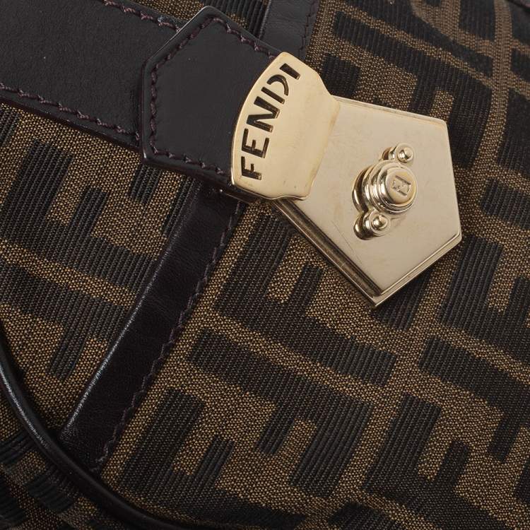 مملوكة مسبقًا Fendi Tobacco Zucca Coated Canvas Small Boston Bag