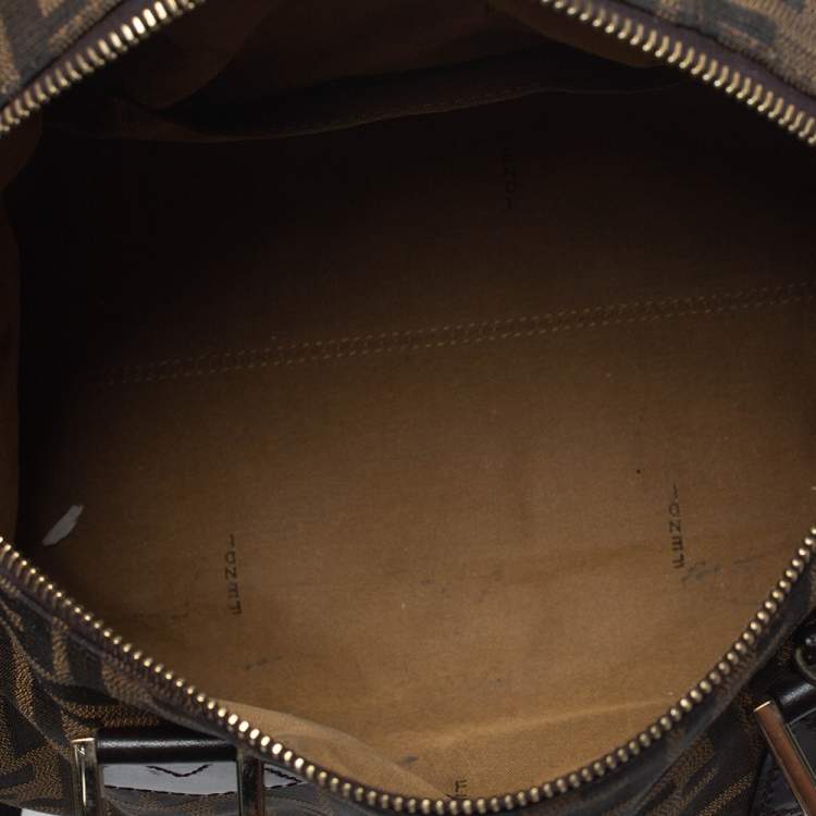 مملوكة مسبقًا Fendi Tobacco Zucca Coated Canvas Small Boston Bag