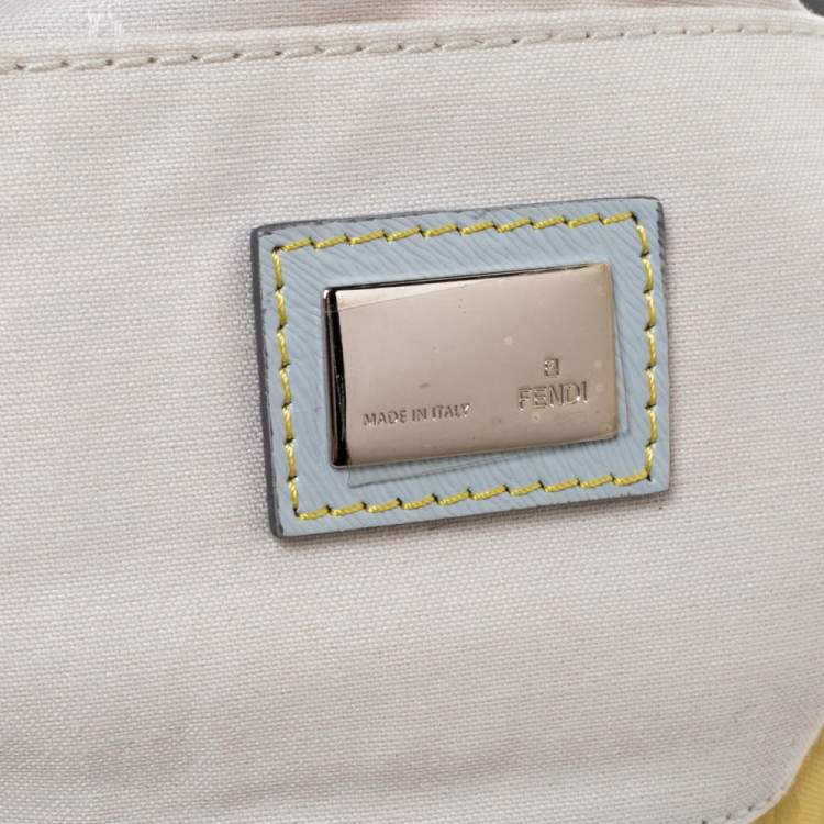 Pre Owned Fendi Ombré Zucchino Nylon and Patent Leather Mini Mama Chain Baguette Bag
