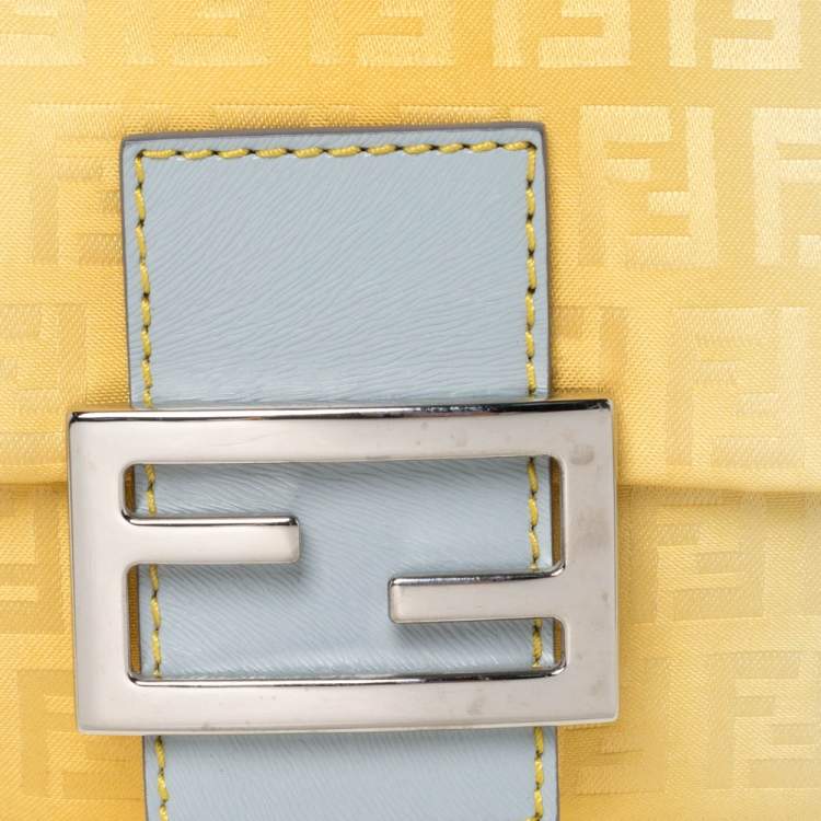 Pre Owned Fendi Ombré Zucchino Nylon and Patent Leather Mini Mama Chain Baguette Bag