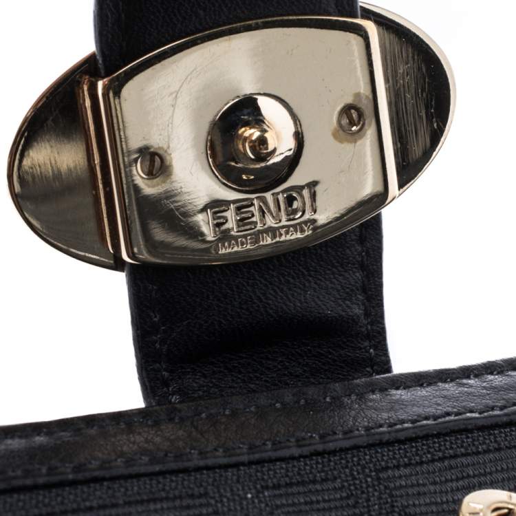 Pre Owned Fendi Black Zucca Canvas and Leather Continental Wallet 