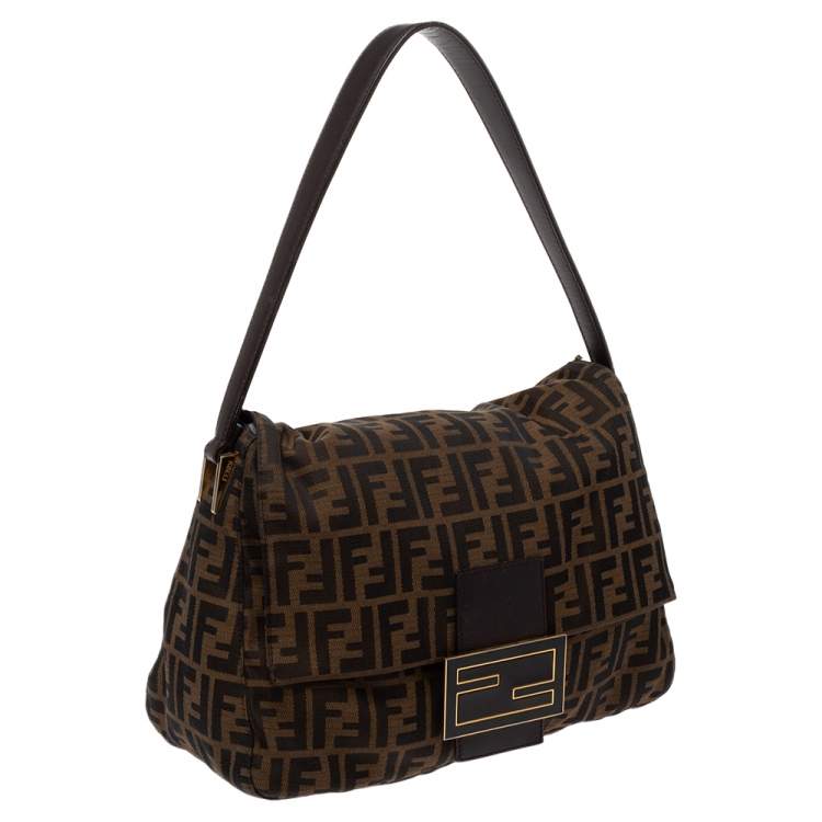 Pre Owned Fendi Tobacco Zucca Canvas and Leather Big Mama Forever Shoulder Bag