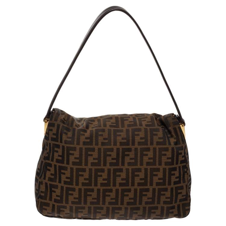 Pre Owned Fendi Tobacco Zucca Canvas and Leather Big Mama Forever Shoulder Bag