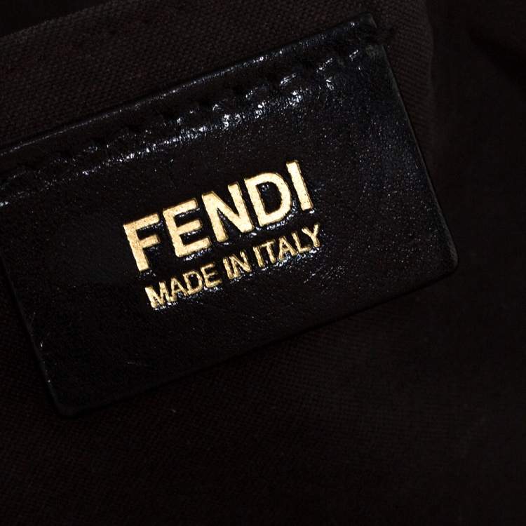 Pre Owned Fendi Black Zucchino Embossed Leather Shoulder Bag
