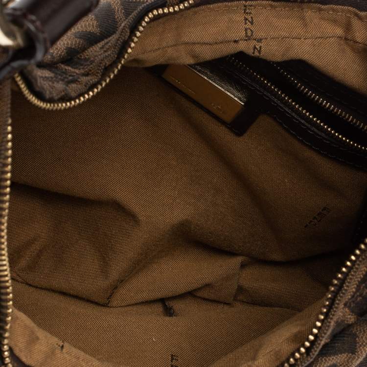 Pre Owned Fendi Brown/Gold Zucca Canvas and Leather Chef Chain Link Hobo