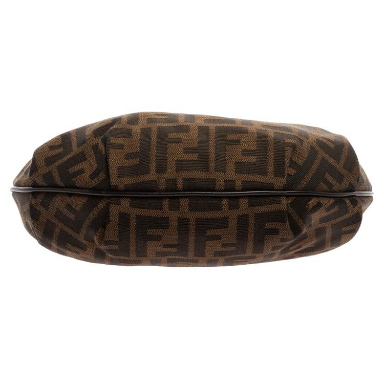 Pre Owned Fendi Brown/Gold Zucca Canvas and Leather Chef Chain Link Hobo