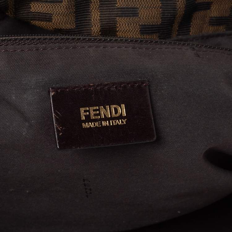 Pre Owned Fendi Tobacco Zucca Canvas and Patent Leather Mia Crossbody Bag