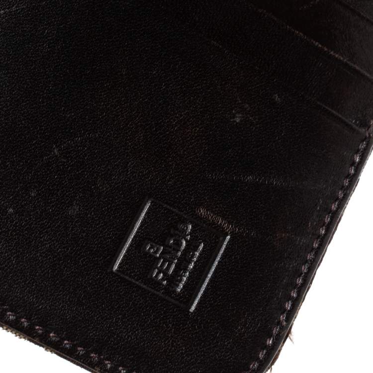 Pre Owned Fendi Beige/Brown Zucchino Canvas and Leather Compact Wallet