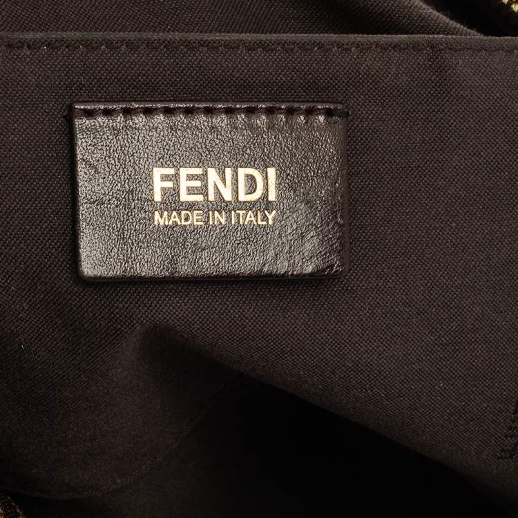 Pre Owned Fendi Tobacco  Zucca Canvas and Patent Leather Mia Hobo