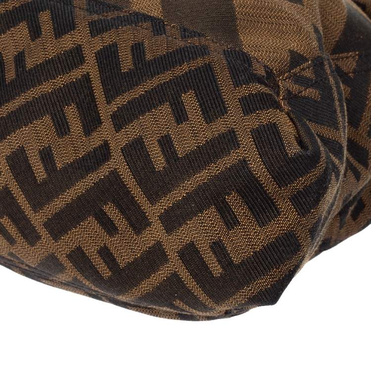 Pre Owned Fendi Tobacco Zucca Canvas Maxi Baguette Flap Shoulder Bag