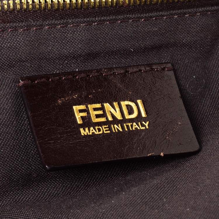 Pre Owned Fendi Tobacco Zucca Canvas Maxi Baguette Flap Shoulder Bag