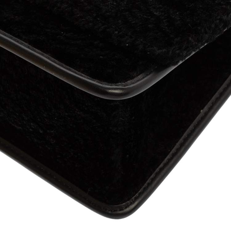 Pre Owned Fendi Black Velvet Kan I F Top Handle Bag