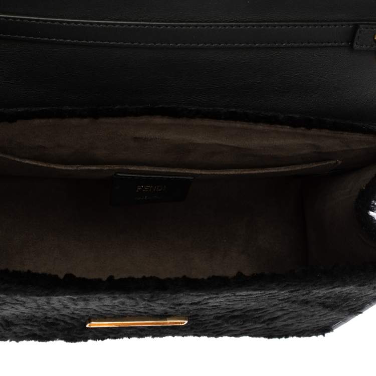 Pre Owned Fendi Black Velvet Kan I F Top Handle Bag