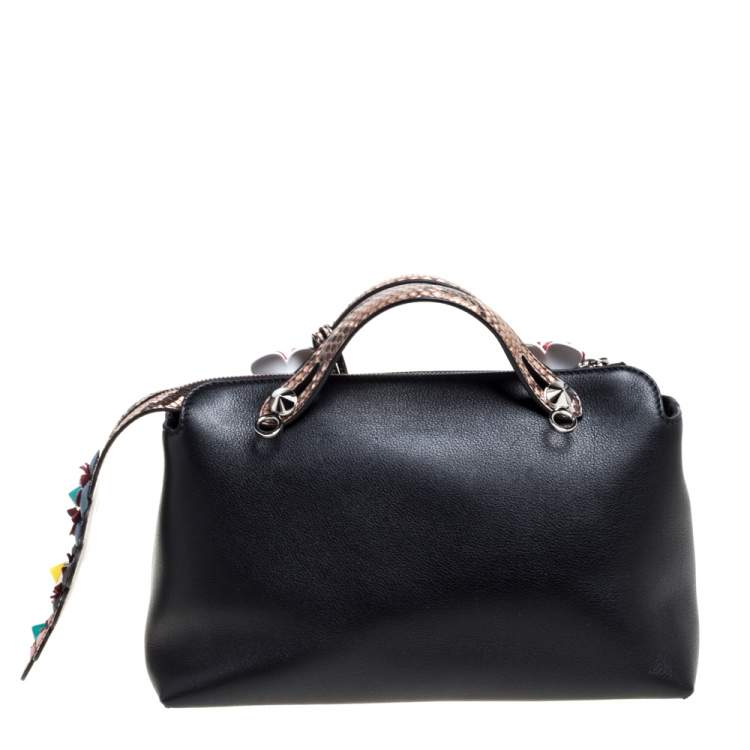 مملوكة مسبقًا Fendi Black Leather and Python Small By The Way Satchel 