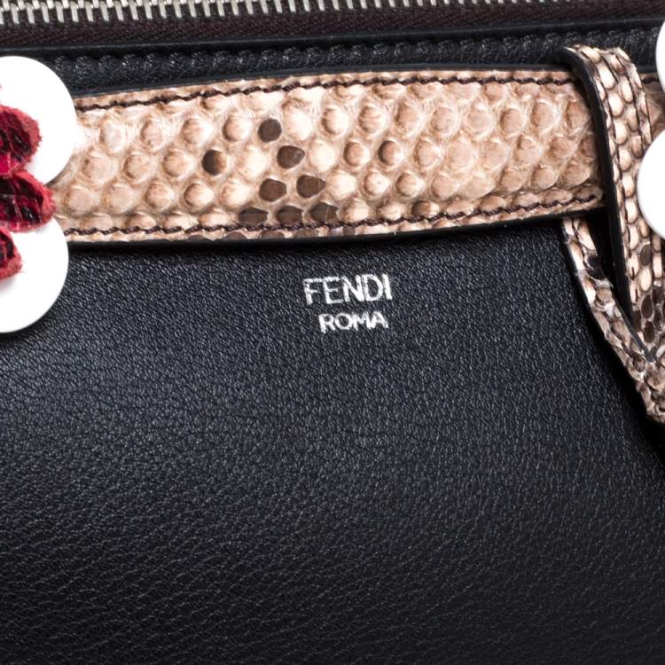 مملوكة مسبقًا Fendi Black Leather and Python Small By The Way Satchel 