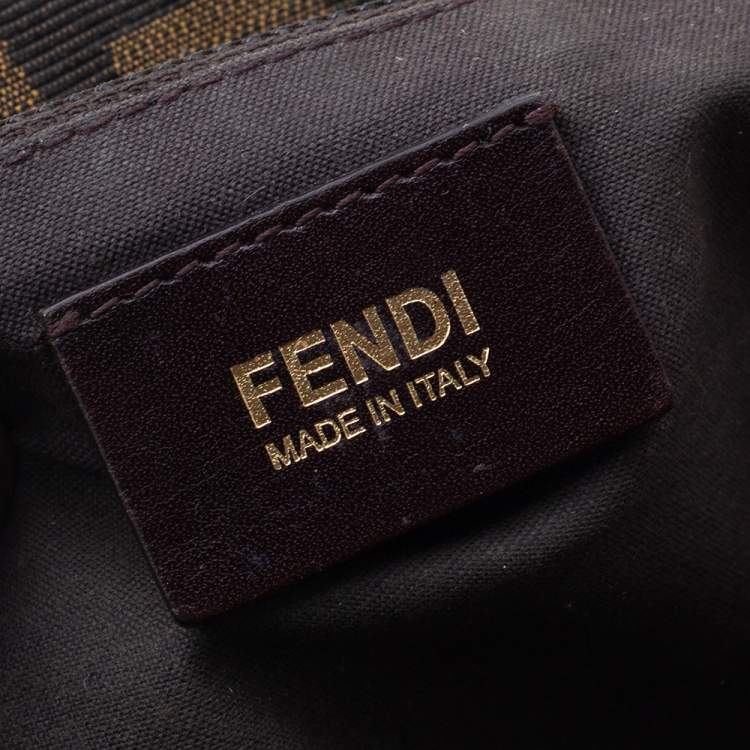 Pre Owned Fendi Tobacco Zucca Canvas and Patent Leather Mia Flap Bag