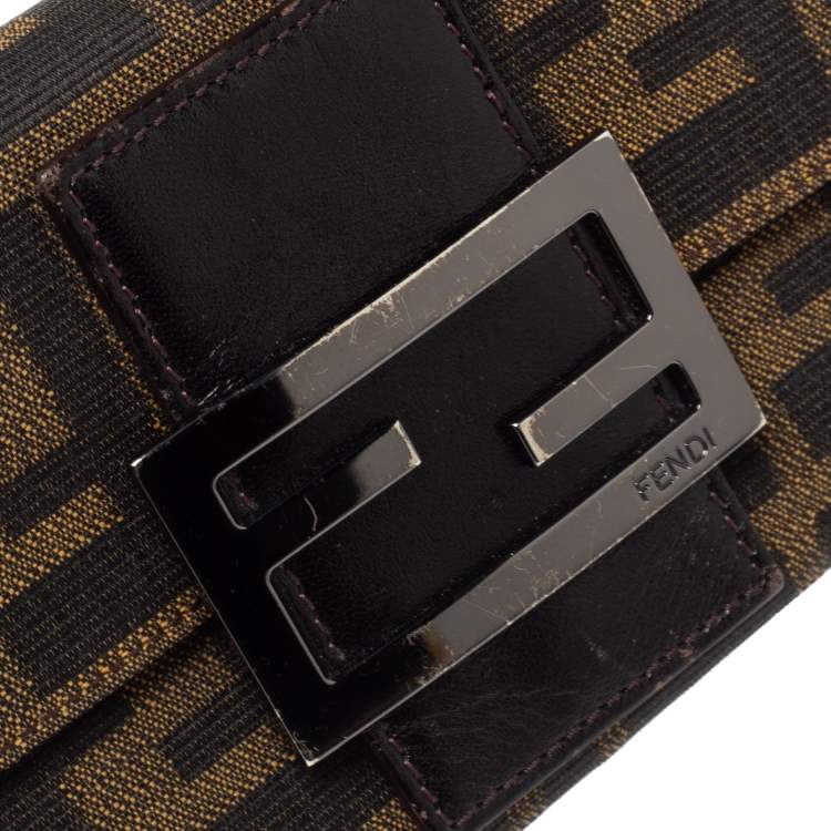 Pre Owned Fendi Tobacco Zucca Canvas and Leather Compact Wallet