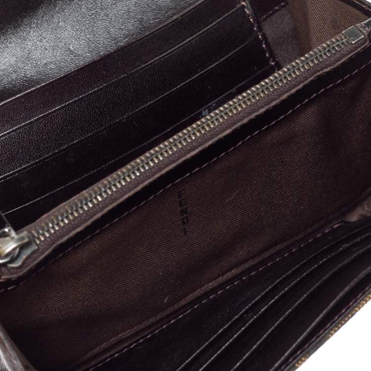 Pre Owned Fendi Tobacco Zucca Canvas and Leather Compact Wallet
