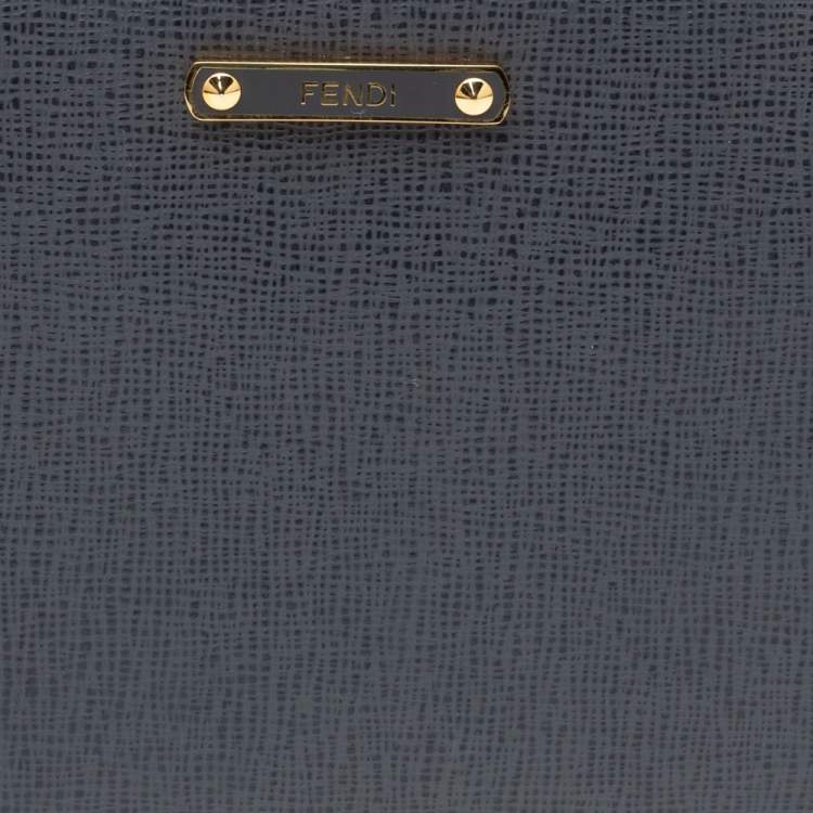 Pre Owned Fendi Grey Leather Zip Around Continental Wallet