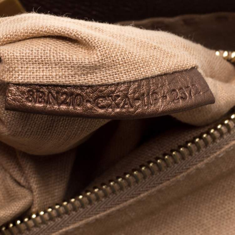 Pre Owned Fendi Bronze Selleria Leather Large Peekaboo Top Handle Bag