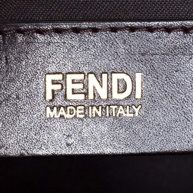 Pre Owned Fendi Tobacco Zucca Canvas and Leather Maxi Baguette Flap Shoulder Bag