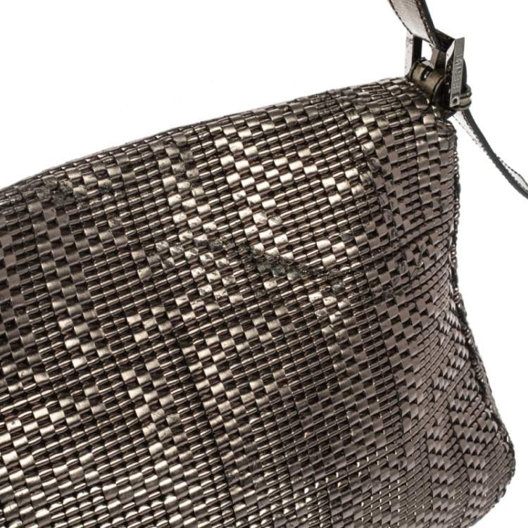 Pre Owned Fendi Metallic Woven Leather Mama Forever Shoulder Bag