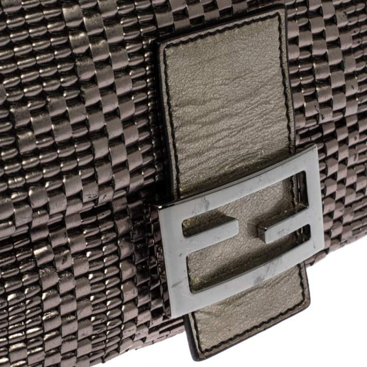 Pre Owned Fendi Metallic Woven Leather Mama Forever Shoulder Bag