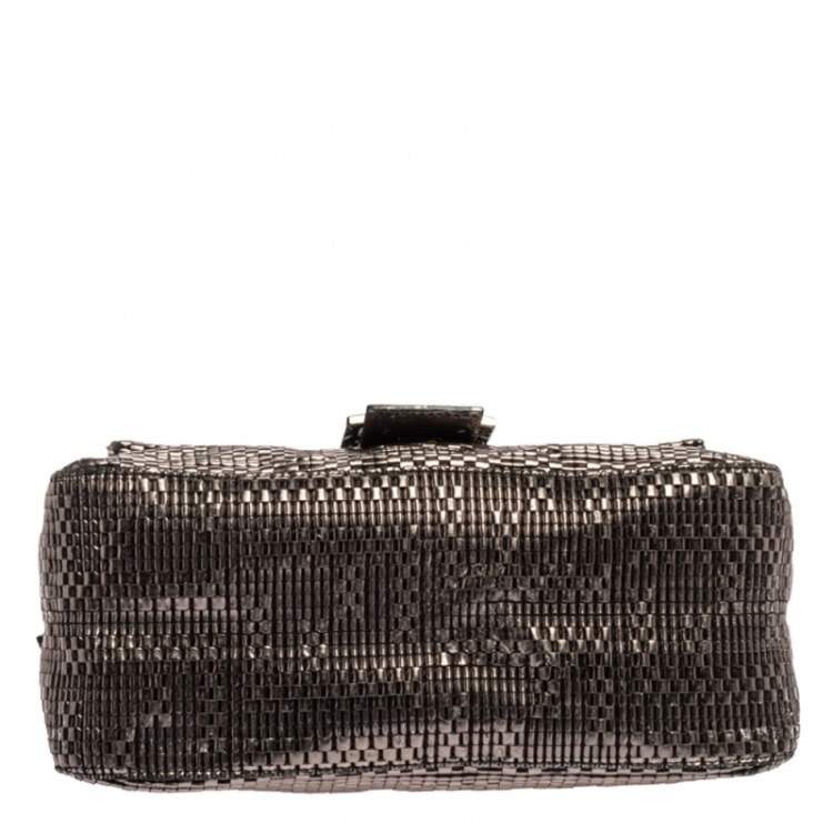 Pre Owned Fendi Metallic Woven Leather Mama Forever Shoulder Bag