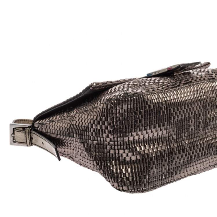 Pre Owned Fendi Metallic Woven Leather Mama Forever Shoulder Bag