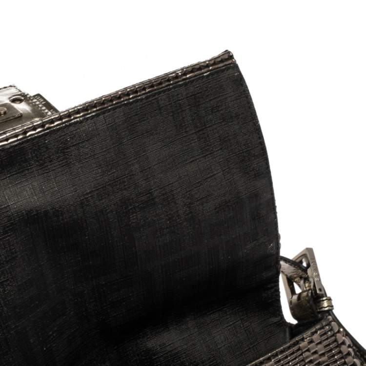 Pre Owned Fendi Metallic Woven Leather Mama Forever Shoulder Bag