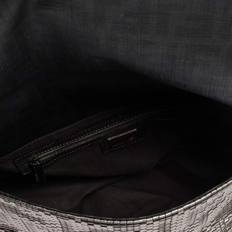 Pre Owned Fendi Metallic Woven Leather Mama Forever Shoulder Bag