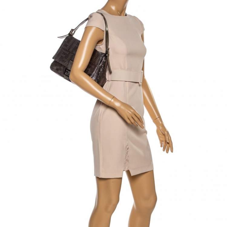 Pre Owned Fendi Metallic Woven Leather Mama Forever Shoulder Bag