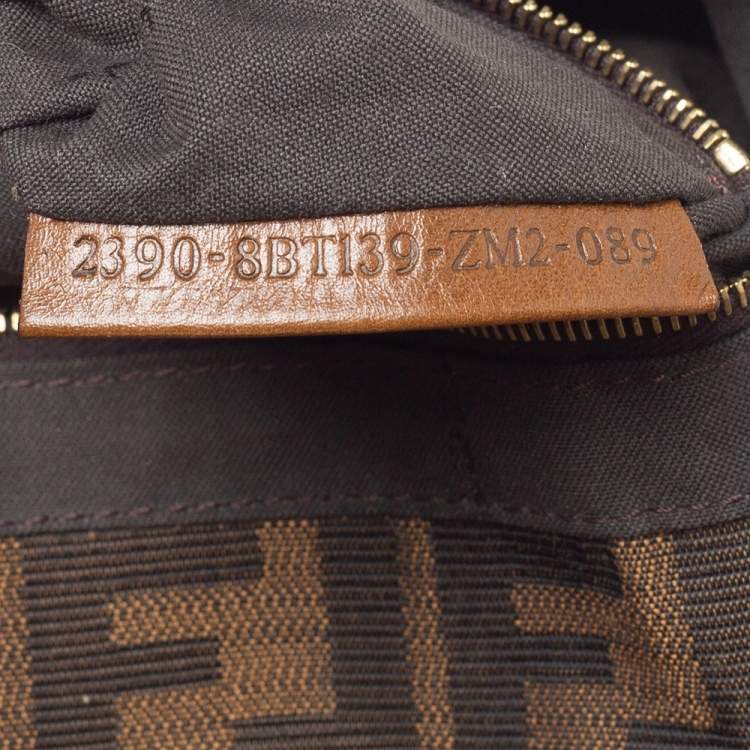 Pre Owned Fendi Brown Zucca Canvas and Leather Baguette Chain Shoulder Bag