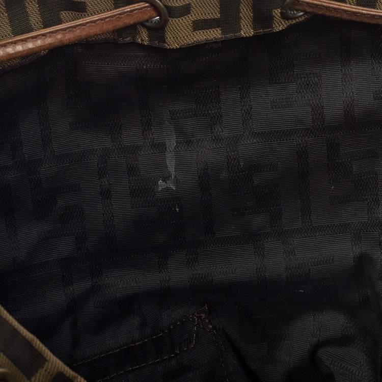 Pre Owned Fendi Tobacco Zucca Canvas and Leather Travel Backpack