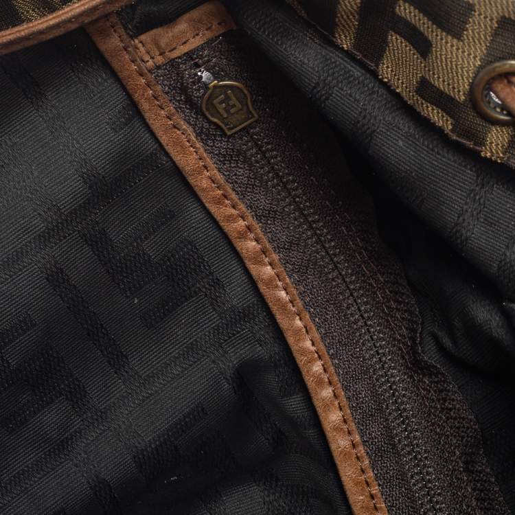 Pre Owned Fendi Tobacco Zucca Canvas and Leather Travel Backpack