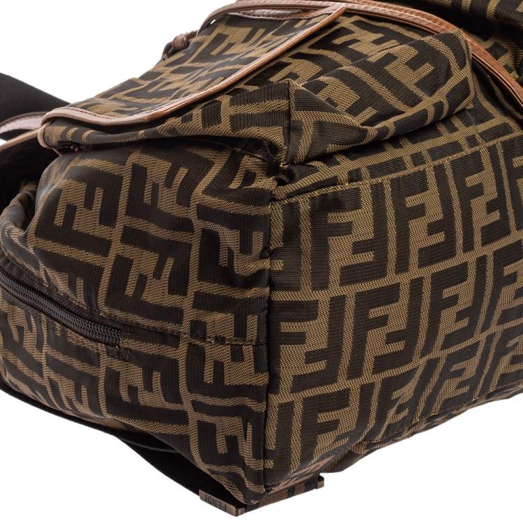 Pre Owned Fendi Tobacco Zucca Canvas and Leather Travel Backpack