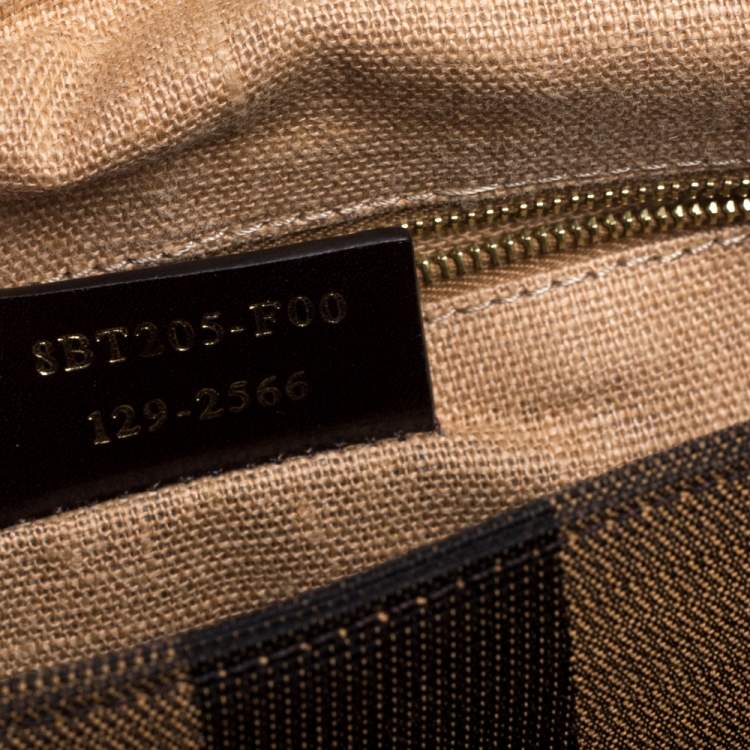 مملوكة مسبقًا Fendi Black Pequin Stripe Leather Large Claudia Shoulder Bag