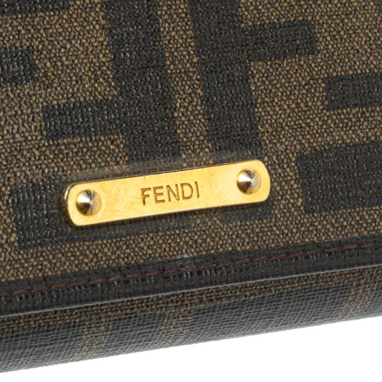 Pre Owned Fendi Tobacco Zucca Coated Canvas and Leather Continental Wallet