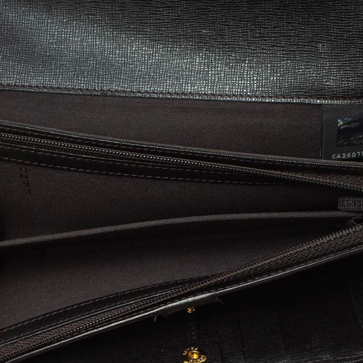 Pre Owned Fendi Tobacco Zucca Coated Canvas and Leather Continental Wallet