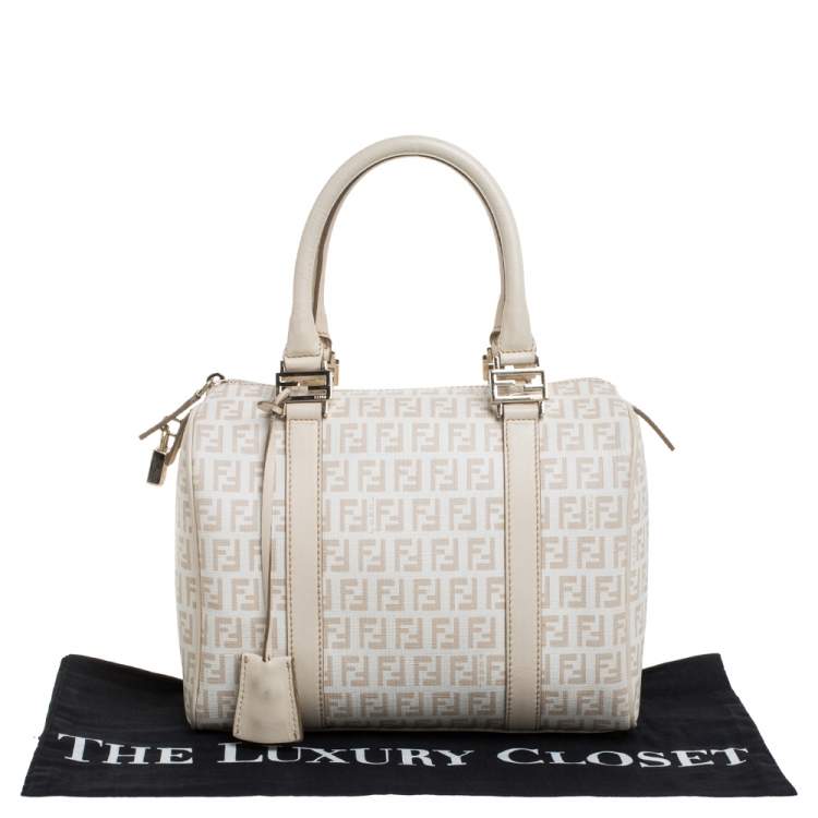 Pre Owned Fendi Multicolor Zucchino Coated Canvas/Sequins and Patent Leather Small Forever Bauletto Boston Bag