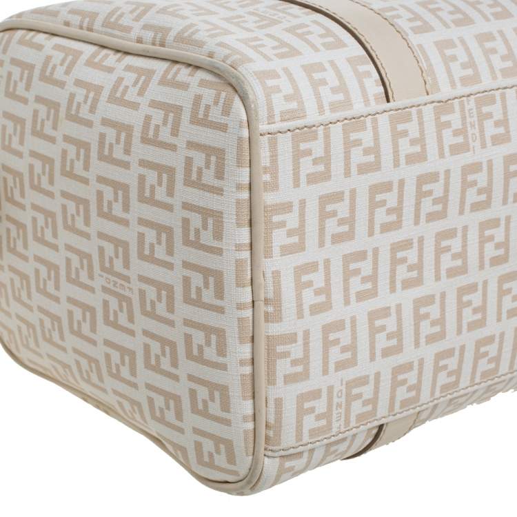 Pre Owned Fendi Multicolor Zucchino Coated Canvas/Sequins and Patent Leather Small Forever Bauletto Boston Bag