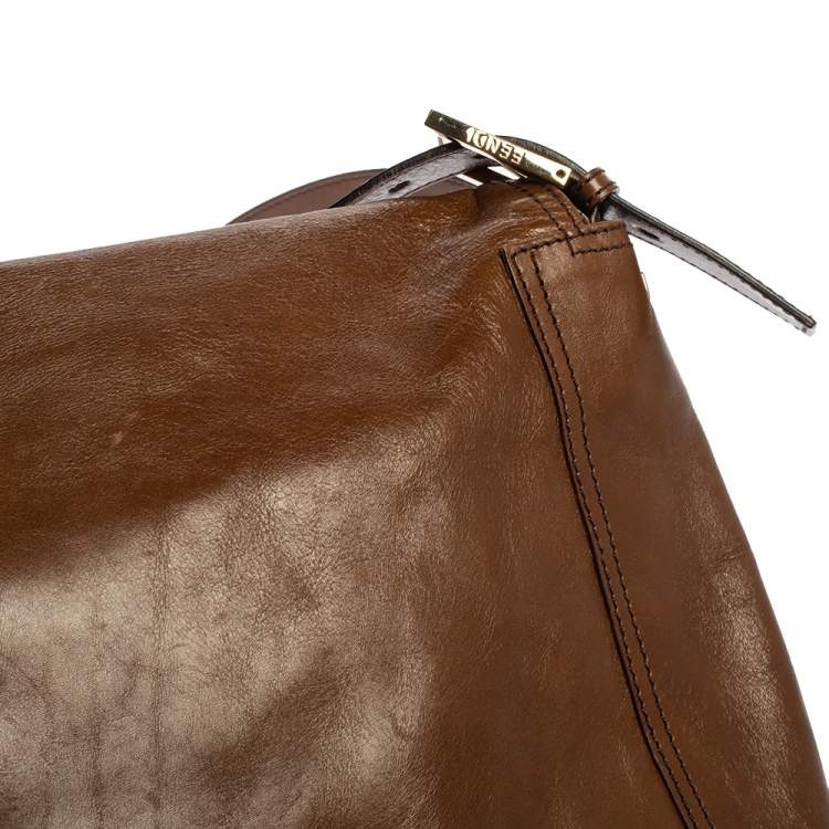 Pre Owned Fendi Brown Leather Large Mamma Baguette Shoulder Bag