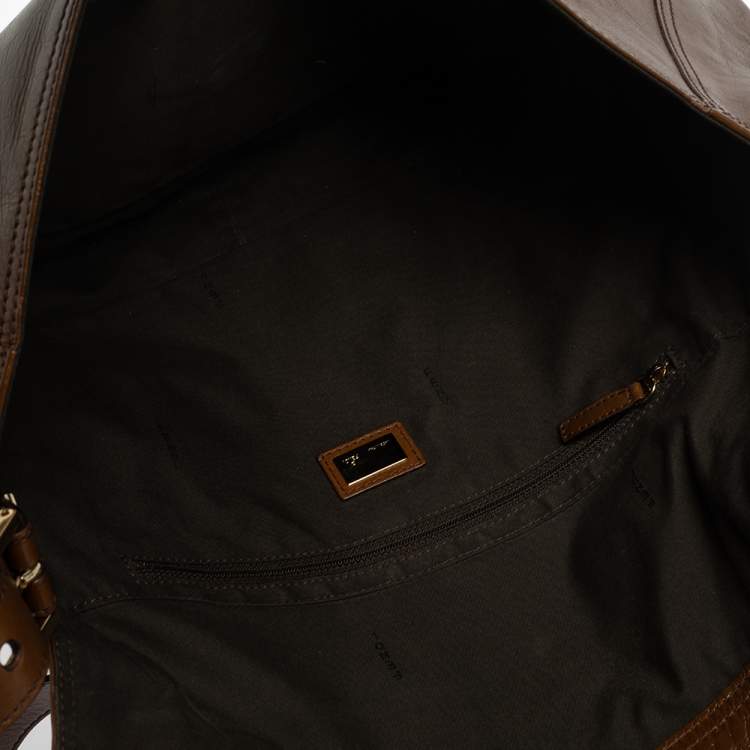 Pre Owned Fendi Brown Leather Large Mamma Baguette Shoulder Bag