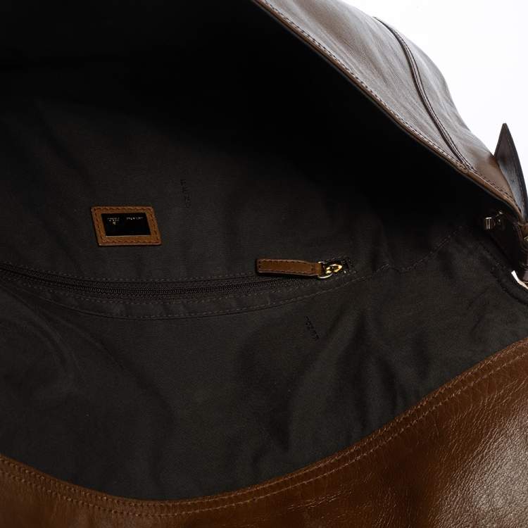 Pre Owned Fendi Brown Leather Large Mamma Baguette Shoulder Bag
